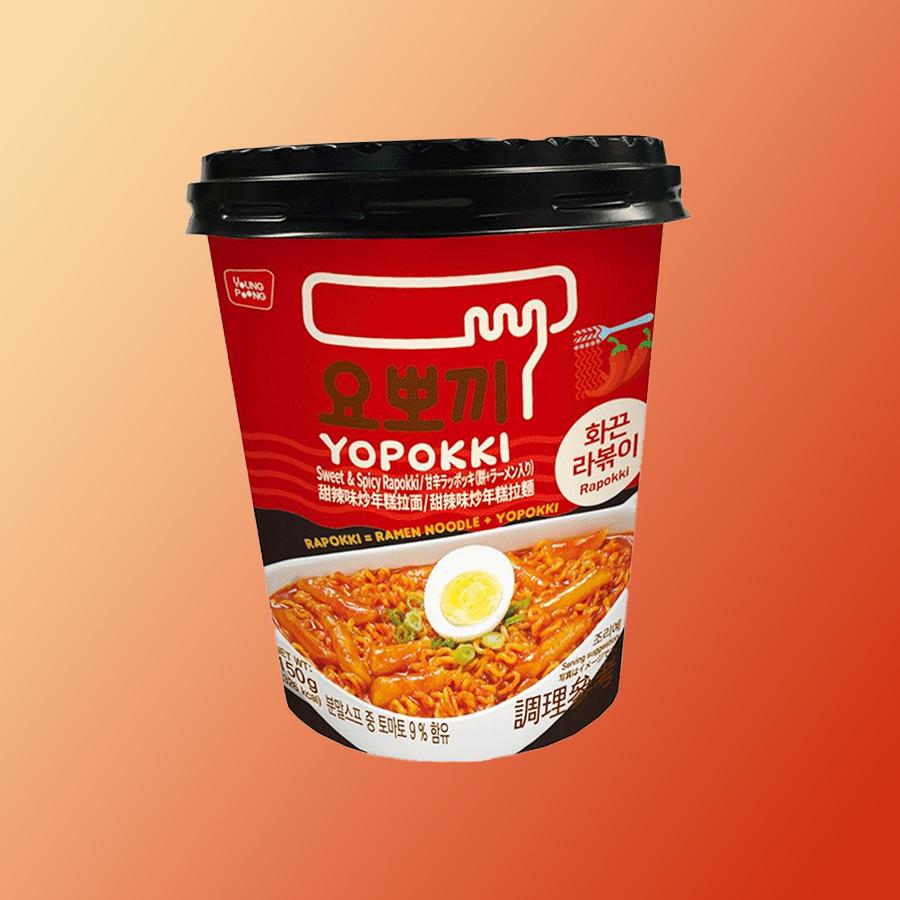 Yopokki Hot and Spicy csípős Rapokki pohárban 145g