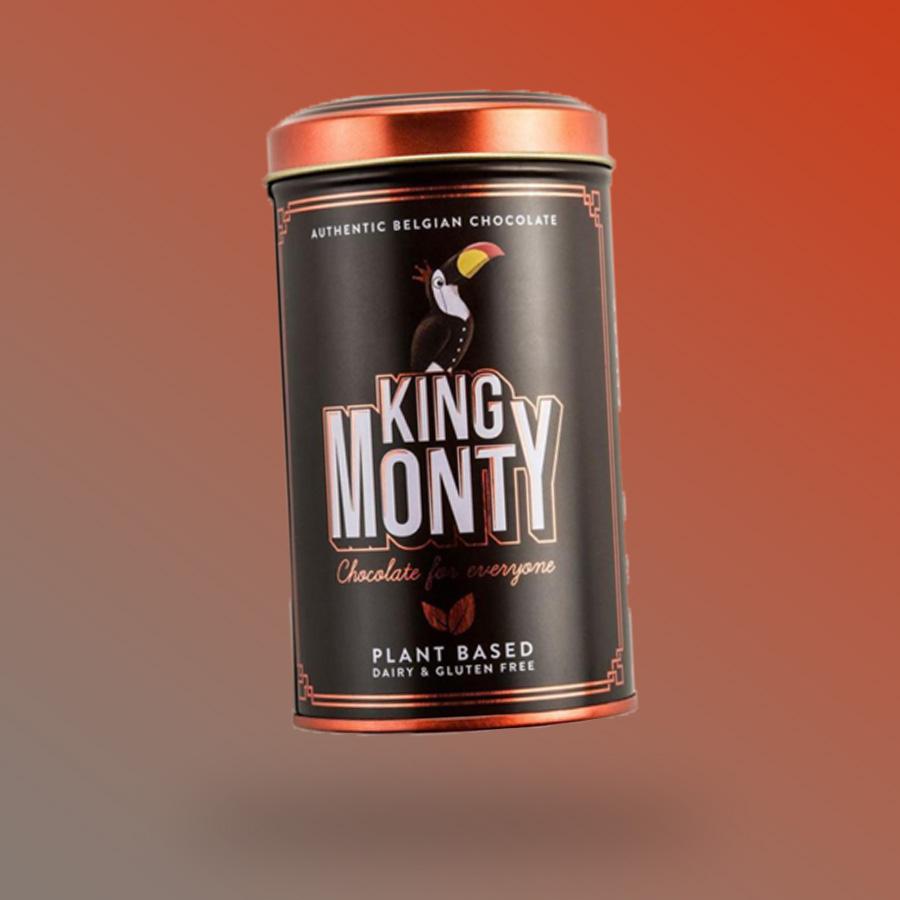 King Monty Pure Darkness vegán csokoládé pálcikák fém díszdobozban 130g Szavatossági idő: 2024-04-26